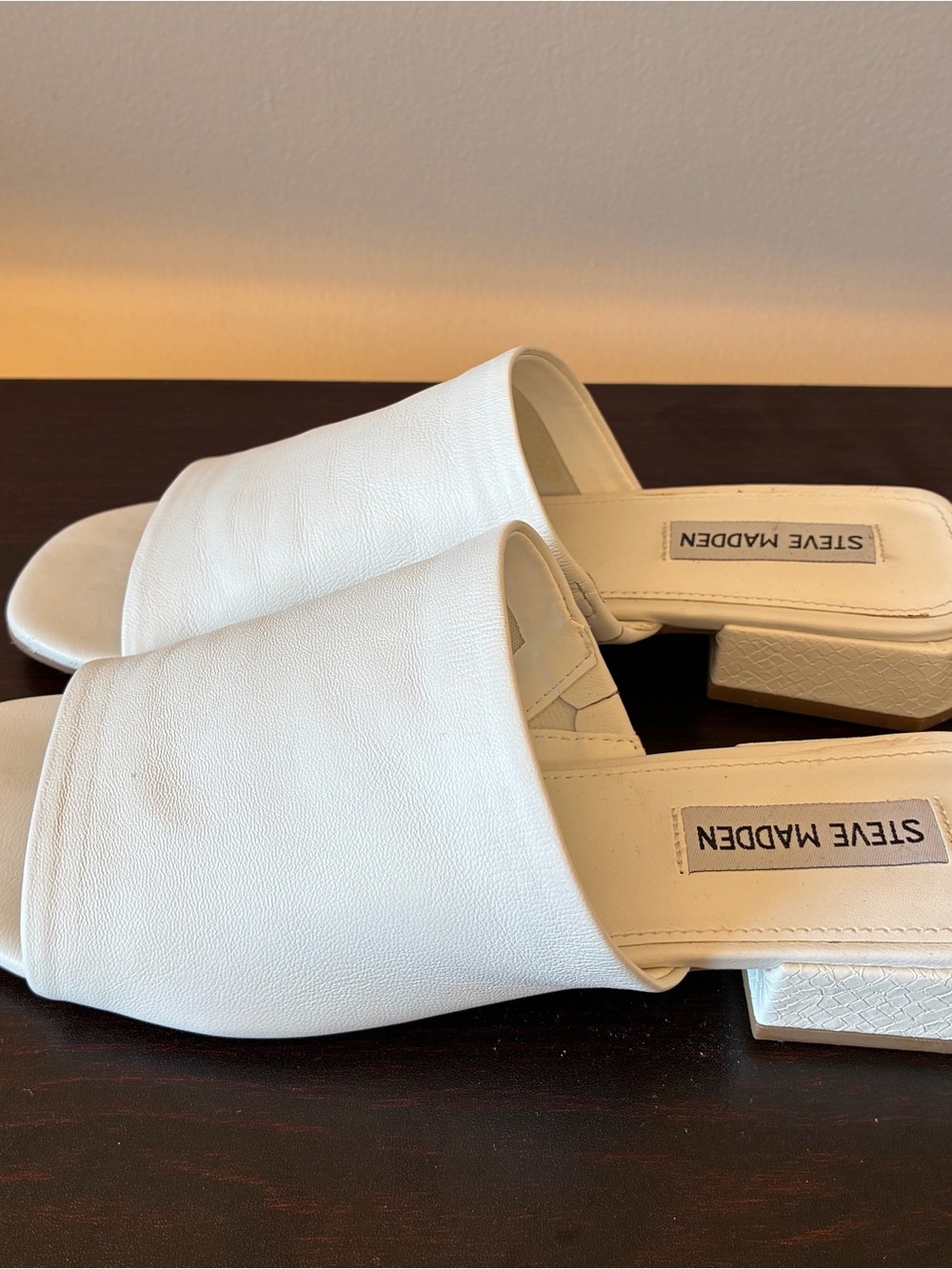 Steve Madden White Slide Sandals 7.5
